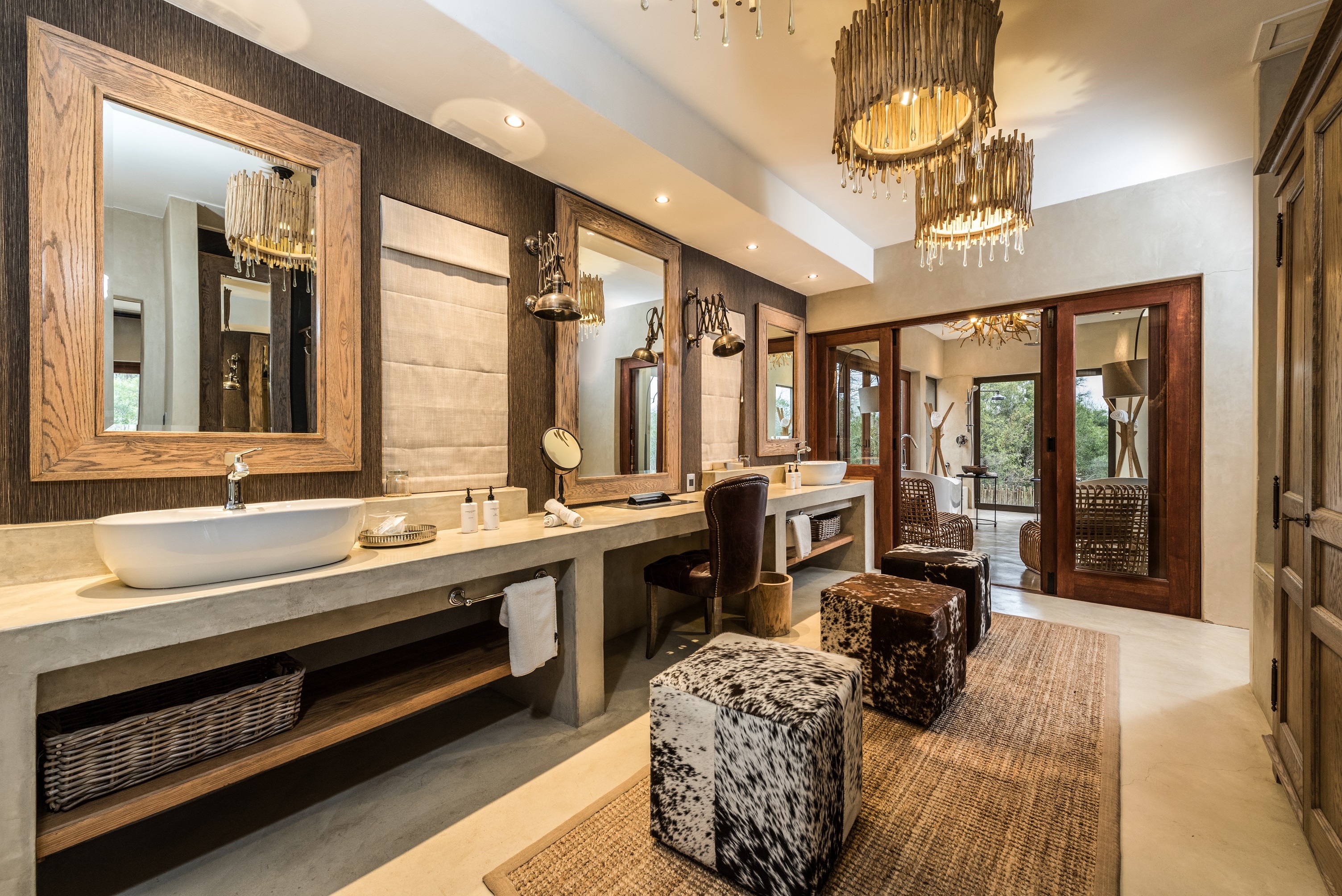 <p>The villas at Sabi Sabi Bush Lodge are designed with a focus on luxury and comfort while also incorporating elements of the surrounding natural environment. The villas feature thatched roofs, wooden decks, and large windows that offer panoramic views of the bushveld. The villas are spaced apart from each other, providing guests with a sense of privacy and seclusion.</p>